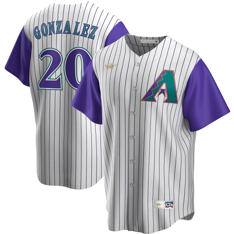 2020 MLB Men Arizona Diamondbacks #20 Luis Gonzalez Nike Cream Purple Alternate Cooperstown Collection Player Jersey 1